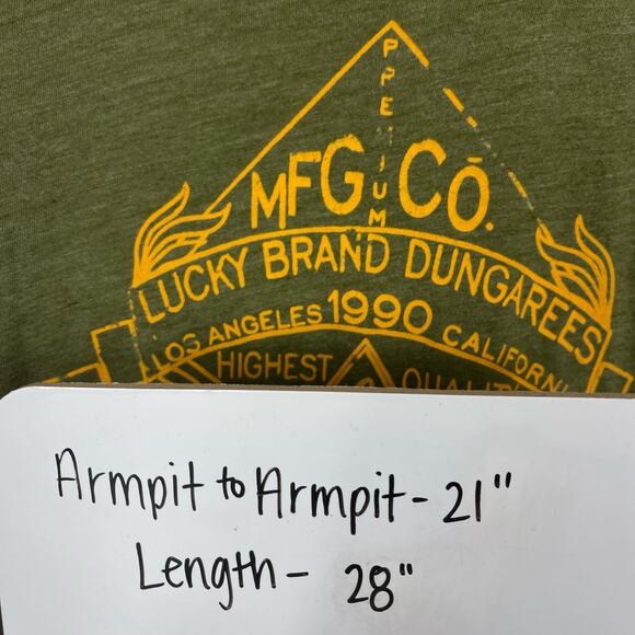Lucky Brand Men's Short Sleeve Green T-Shirt Sz Medium - Picture 5 of 5